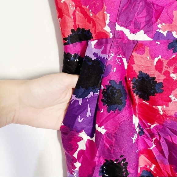 Kate Spade Josie Dress Floral Pink Knee Length Cocktail Silk Blend Size 4 - Picture 5 of 11